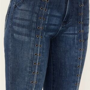 Idyllwind High-Rise, Flare Lace-Up Dark Wash Blue Jeans- Miranda Lambert- S 10 💙